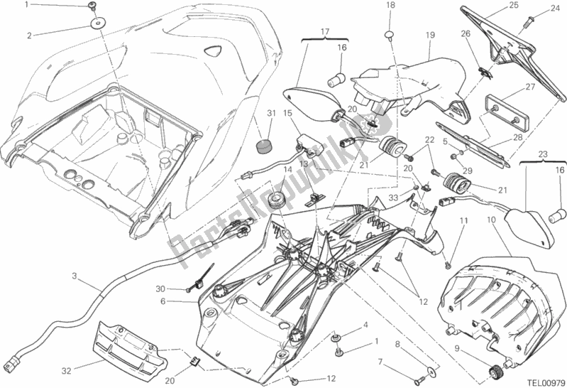 Alle onderdelen voor de Kentekenplaathouder - Achterlicht van de Ducati Multistrada 1200 S Thailand 2016